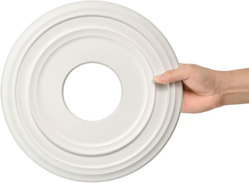 EIFHYT 12-2/8"OD 4" 1" 7") White PU Ceiling Medallions for Light Fixtures and Ceiling Fans, x ID x P (Fits Canopies up