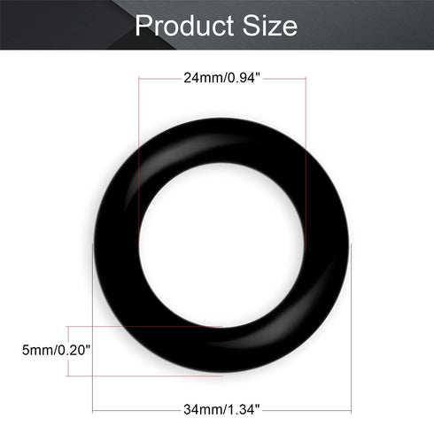 Othmro 10pcs Nitrile Rubber O-Rings, 5mm Wire Dia 34mm OD Metric Sealing Nitrile NBR Rubber Washers for Oil or Air Sealing, Professional Plumbing, Car Repair, Air or Gas Connections Black