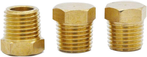 YOUHO 1/4" Npt Adapter for Pipe Fittings - Brass Pipe Fitting Hex Head Plug with Thread (3 Packs)