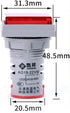 Digital Display AC Voltage Indicator 22mm Square Head LED Tester AC50~500V Voltmeter Monitor (Yellow)