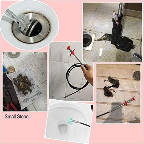AUSAYE 79 Inch Sink Snake Drain Cleaner Tool, Drain Clog Remover Snake, Hair Remover, Tube Drain Cleaning