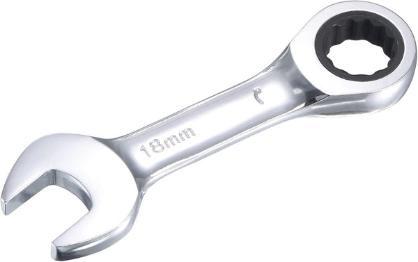 uxcell 18mm Stubby Ratcheting Combination Wrench, Metric 72 Teeth 12 Point Box Ended Tools
