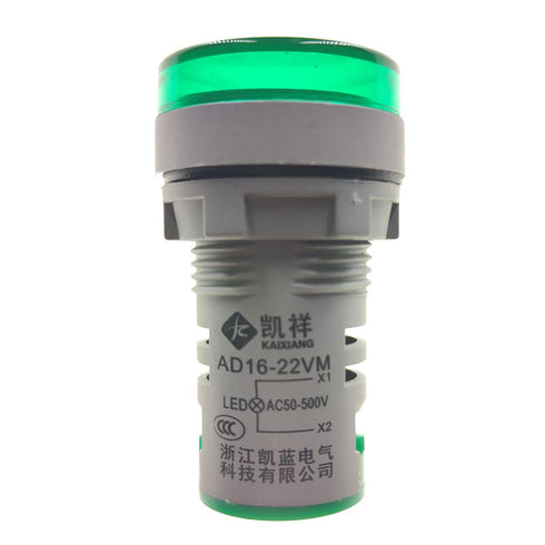 3pcs Digital Display AC Voltage Indicator, 22mm Round Head LED Voltage Tester, AC50~500V Voltmeter Monitor in Green,
