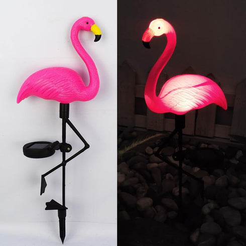 Waterproof Solar Flamingo Garden Light, Durable Blow Molded Flamingo Shape with Removable Ground Plug