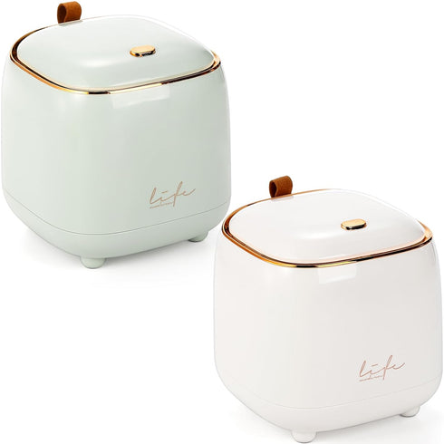 Foraineam 2 Pack Tabletop Trash Can, Mini Plastic Wastebasket with Pop-up Lid for Bathroom and Office