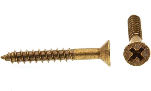 Prime-Line 9035187 Wood Screw, Flat Head Phillips, #8 X 1-1/4 in, Solid Brass, Pack of 100