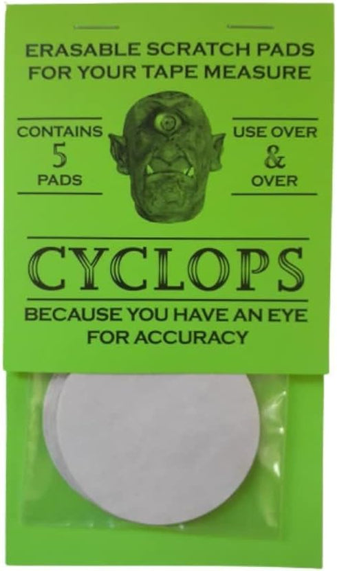 CYCLOPS Erasable Scratch Pads for Tape Measure - 5 Pads for Measurements & Notes in Woodworking