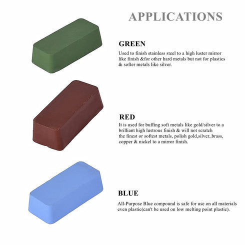 Green Metal Polishing Buffing Compound Bar for Removing Scratches from Hard Metals, Stainless Steel, Chrome, Iron-1