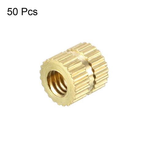 uxcell 50Pcs M4 x 6mm Knurled Insert Nuts, Brass Threaded Insert Embedment Nut for 3D Printer