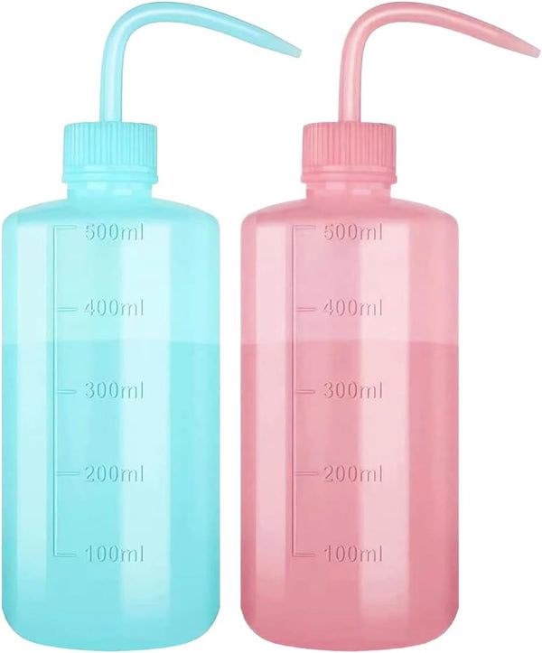 Tattoo Lash Squeeze Bottle, Safety Rinse Bottle, Plastic Squeeze Medical Lab Washing Bottle (Pink & Blue)