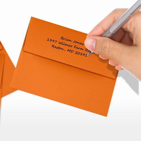 LUXPaper A2 Invitation Envelopes | 4 3/8" x 5 3/4" | Mandarin Orange | Peel & Press | 80lb. Text | 50 Qty