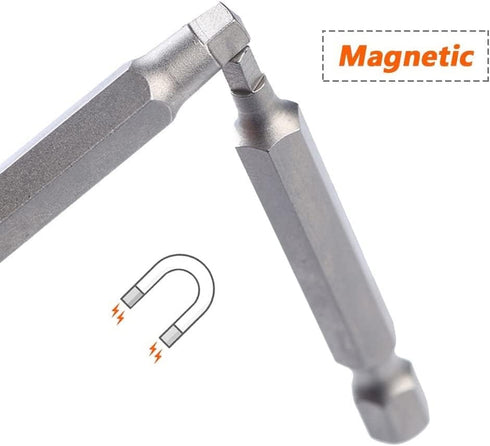 Fixinus 6 Pieces Square Screwdriver Bits, 1/4 inch Hex Shank S2 Steel Magnetic Bit Set, 50mm Length