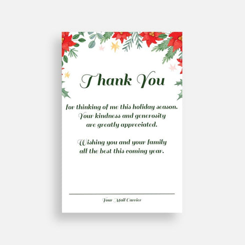Generic 50pcs 4x6 inches Mail Carrier Holiday Thank You Postcards Santa Reindeer Scene Includes White Envelopes Leave A