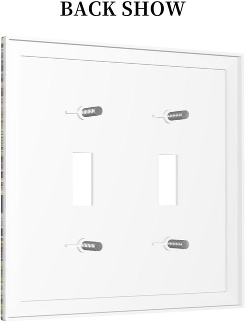 Decorative Palm Trees Double Toggle Light Switch Cover - Floral Tropical Jungle Animals 2 Gang Wall Plate for Home Decor