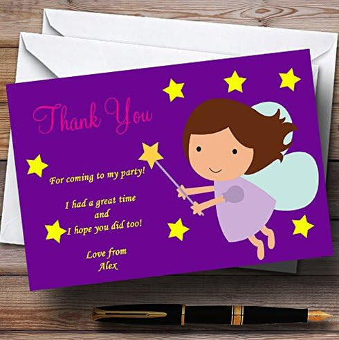 The Card Zoo Purple Fairy Personalized Children's Party Thank You Cards