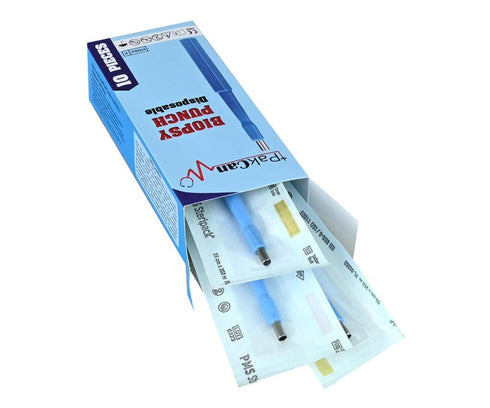 Set 10 (3 mm) Disposable Biopsy Punch Curettes - of - Sterile Biopsy Dermal Punch Curette for Piercing with Protective