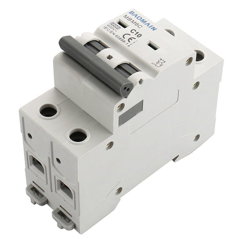 Baomain Miniature Circuit Breaker DZ47-63, C10, AC 230V, 10Amp, 2 Pole, DIN Rail Mounting
