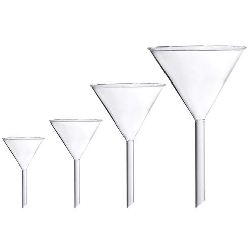 Glass Funnel Set, 4 Pcs Lab Borosilicate Glass Funnels, 100mm, 75mm, 50mm, 40mm Diameter