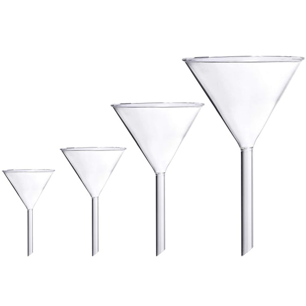 Glass Funnel Set, 4 Pcs Lab Borosilicate Glass Funnels, 100mm, 75mm, 50mm, 40mm Diameter