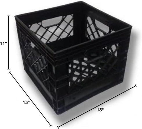 Intertrans 13x13x11 (4 Gallon/16 Blue Plastic Dairy Crate Quart, Stackable, Reinforced Handles, Heavy Duty)