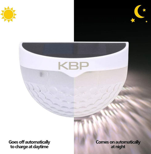 KBP Solar Fence Lights Outdoor Decorative Garden Lights Waterproof Wall Lights for Patio, Yard, Stairway (White) by KBP