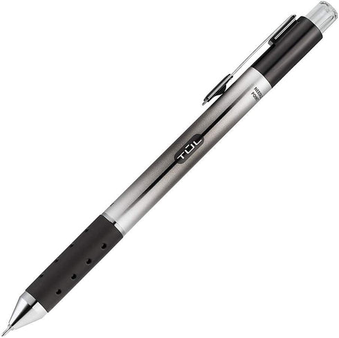 TUL GL1 Retractable Gel Pen, 0.5 mm Needle Point, Gray Barrel, Black Ink, Pack of 12