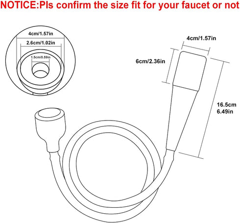 JBUJBU 6.56FT/2M Sink Spray Rubber Hose,Shower & Pet Bath - Flexible Water Sprayer, Leak-Proof, High Pressure - Ideal