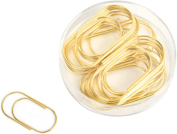 Gold Jumbo Paper Clips, 20pcs Oversized, 50mm/2 inch, Non Skid Smooth Finish Steel Wire Office Supply