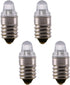 E10 3V 4300K Warm White LED Light Bulb, Torch Headlight Work Light, 4 Pack