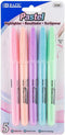 BAZIC Pen Style Highlighter, Pastel, Pack of 5 with Pocket Clip