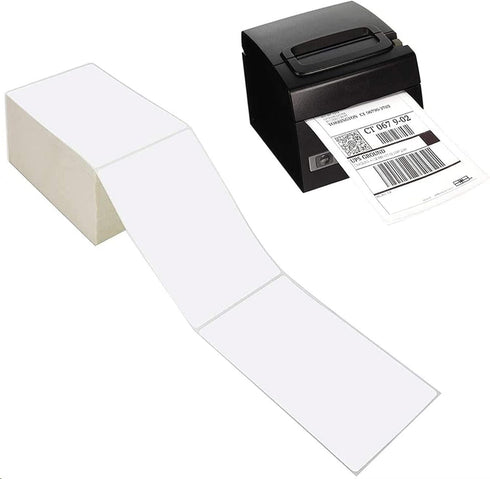 9527 Product 4 6 Pack 100 Label,100 Stack,1 x Thermal Labels - of Fanfold Labels for Direct Thermal Printer, White