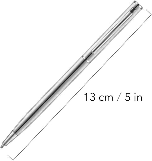 Unibene 6 Pack Slim Stainless Steel Retractable Ballpoint Pens, Medium Point (1 mm) - Black Ink Gift Set