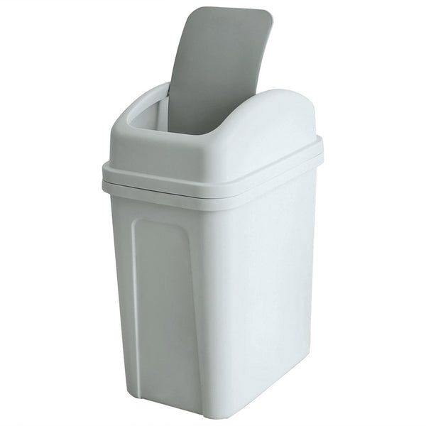 Teyyvn Small 7 Liter / 1.8 Gallon Plastic Trash Can with Swing Lid (Slightly Grey)