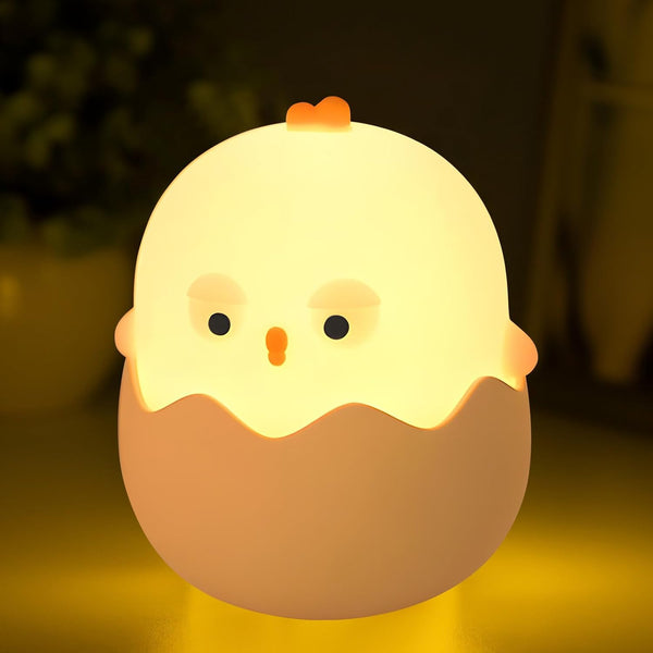 Easter Chick Egg Night Light - Dimmable 7-Color LED Nursery Lamp for