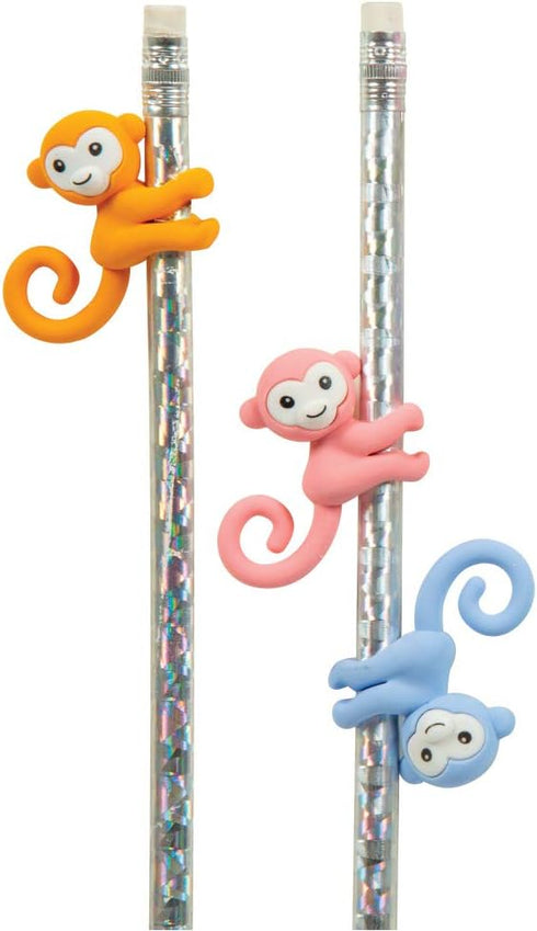 Raymond Geddes Monkey Pencil Top Erasers, Pack of 24