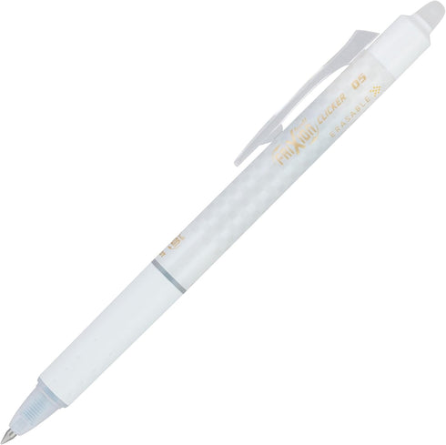 Pilot FriXion Clicker Checker Design Erasable Gel Pens, Extra Fine Point, 0.5mm, White Barrel, Black Ink, Pack of 3 Pens by Pilot
