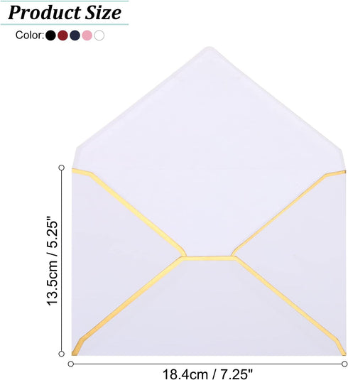 PATIKIL 100 Pack 5 x 7 Envelopes A7 Card Christmas Envelopes V Flap Envelopes with Gold Border for Office, Wedding Gift Cards, Invitations, Graduation (Multicolor) by PATIKIL