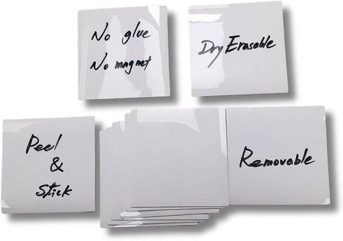 Dry Erase Sticky Notes Reusable, 4"×4", 6 Pack White Sticky Notes for Wall, PC, Wood, Bricks