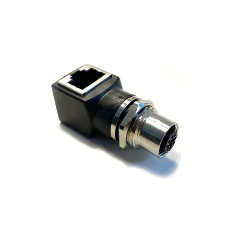 M12 4 Pin Female to RJ45 Female Connector, IP67 Waterproof Straight Adapter for Industrial Sensor D Code