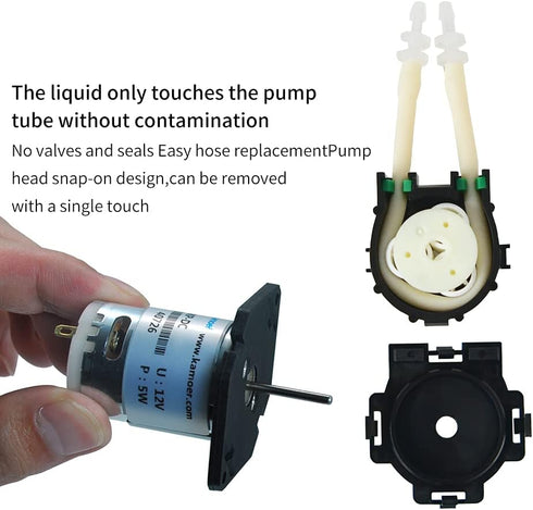 Kamoer 12V DC Peristaltic Pump, Long Service Life Liquid Dosing Pump for Aquarium DIY Lab Analytical