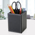 KINGFOM PU Leather Square Pens Pencils Holder - Desktop Organizer Case (Black)