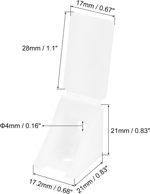 50Pcs 90 17.2x21x21mm uxcell Degree Plastic Corner Braces with Cover Cap, Nylon Shelf Right Angle Brackets with Screws