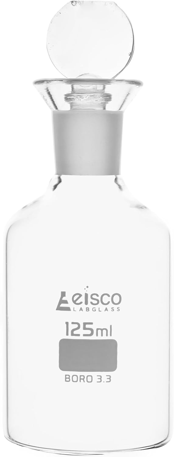EISCO Labs 125ml B.O.D. borosilicate glass bottle with stopper