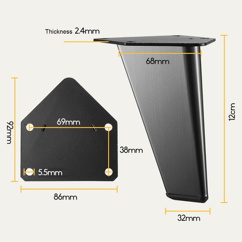 YAVVAY 120mm/135mm black,12cm Stainless Steel Heavy Duty Furniture Feet, Metal Furniture Cabinet Support Legs