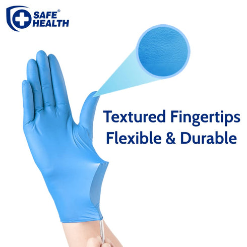Safe Health Nitrile Exam Disposable Gloves, Latex Free, Powder Free, Box of 100, Large