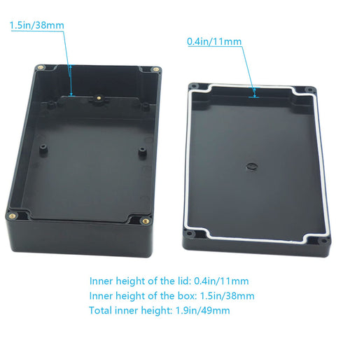 Zulkit Junction Box IP65 Waterproof Dustproof ABS Plastic Electrical Boxes, Black 7.9 x 4.7 x 2.2 inch (Pack of 2)