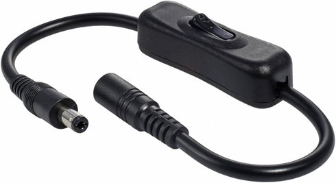 PLCPDM DC5.5x2.1/2.5mm Male to Female Power Extension Cable Cord with Switch-Button for Routers LED Lights