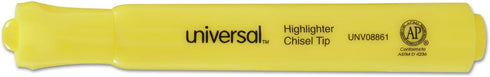 Universal UNV08861 Desk Highlighter Chisel Tip Fluorescent Yellow (1 Dozen)