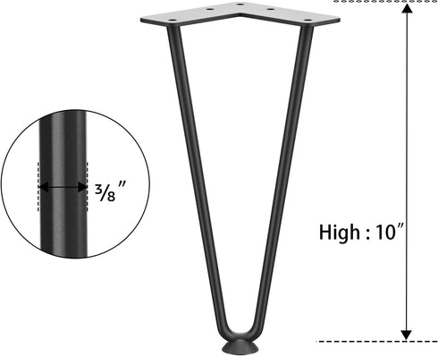 10 Inch 4PCS SMARTSTANDARD Heavy Duty Hairpin Furniture Legs, Metal Home DIY Projects for TV Stand, Sofa, Dresser