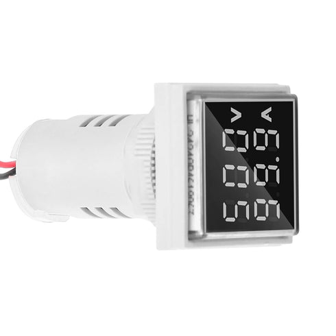LED Display Voltmeter, 22mm Dual Display Panel Ammeter for AC 0-100A 60-500V Meter Indicator (White)
